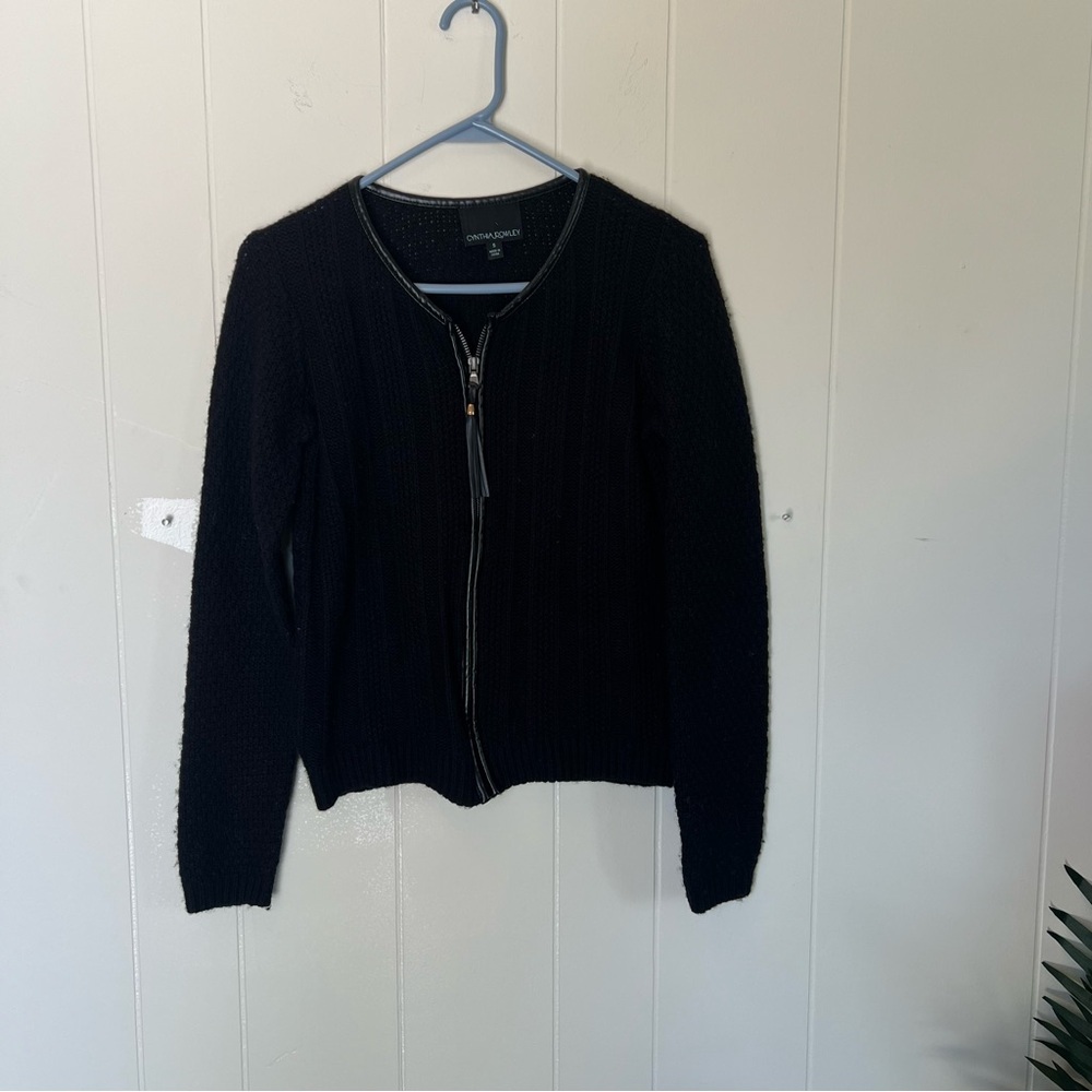Cynthia Rowley Black Knit Zipper Cardigan